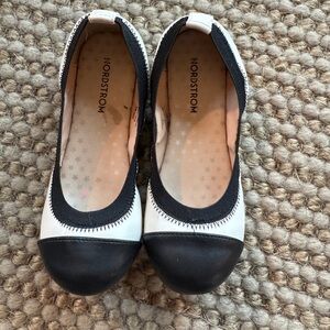 Nordstrom Black and White Cap-Toe Ballet Flats
